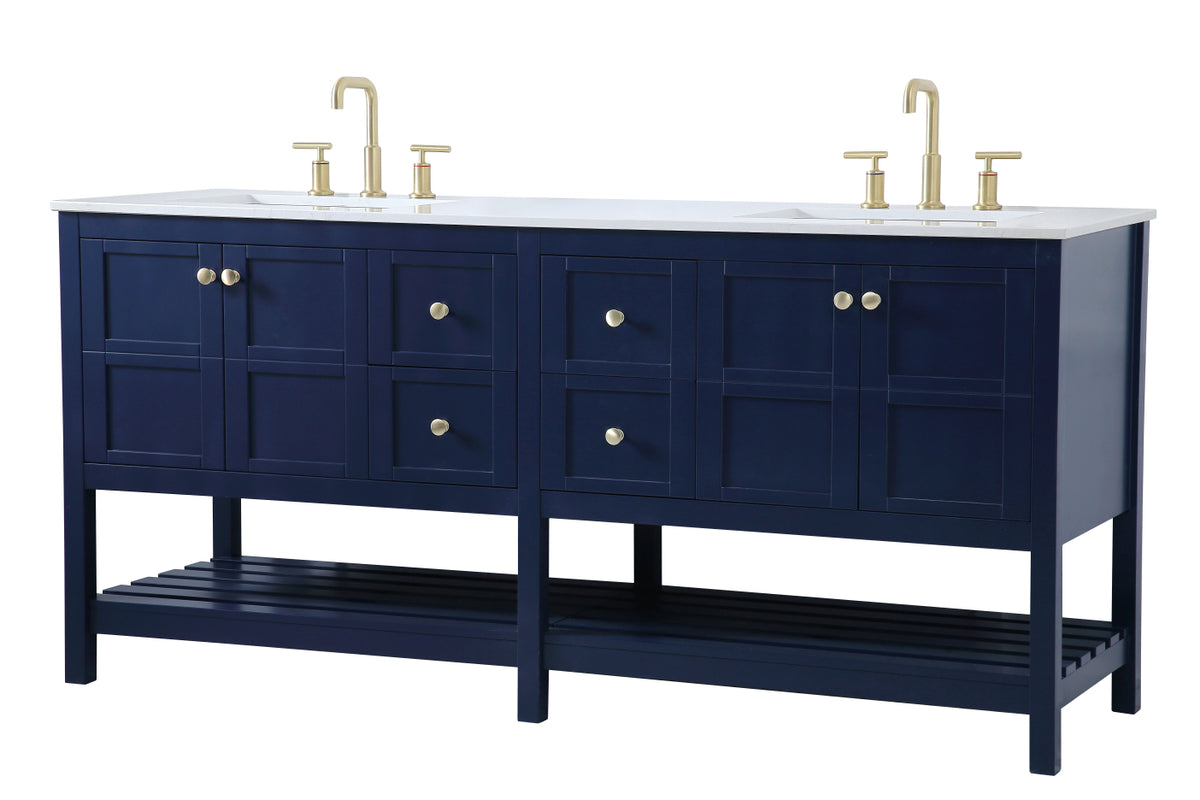72 inch Double Bathroom Vanity in Blue