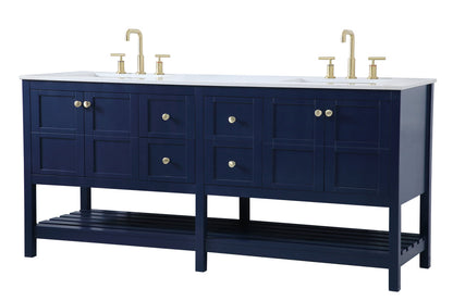 72 inch Double Bathroom Vanity in Blue