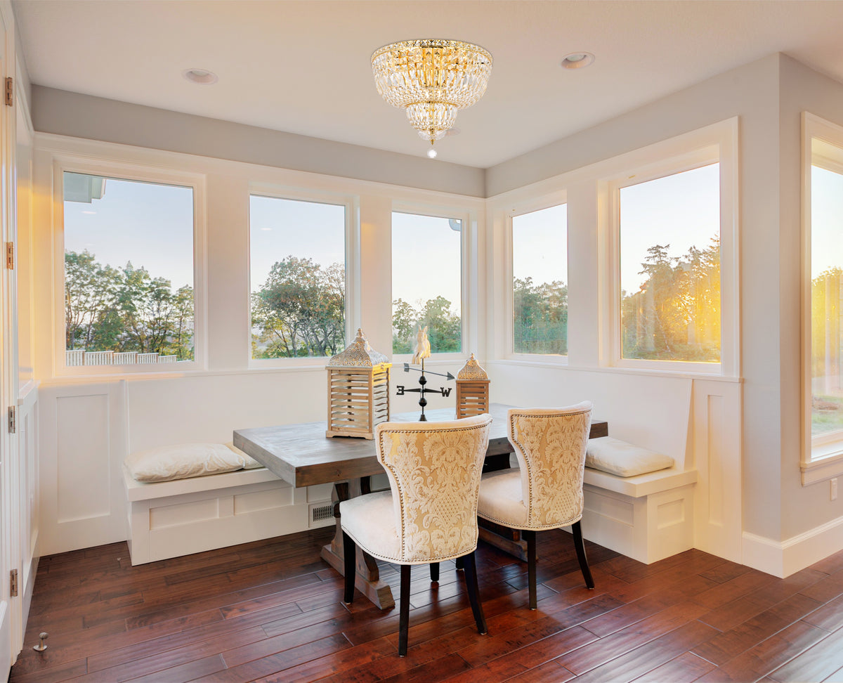 Tranquil 10 light Gold Flush Mount Clear Royal Cut Crystal