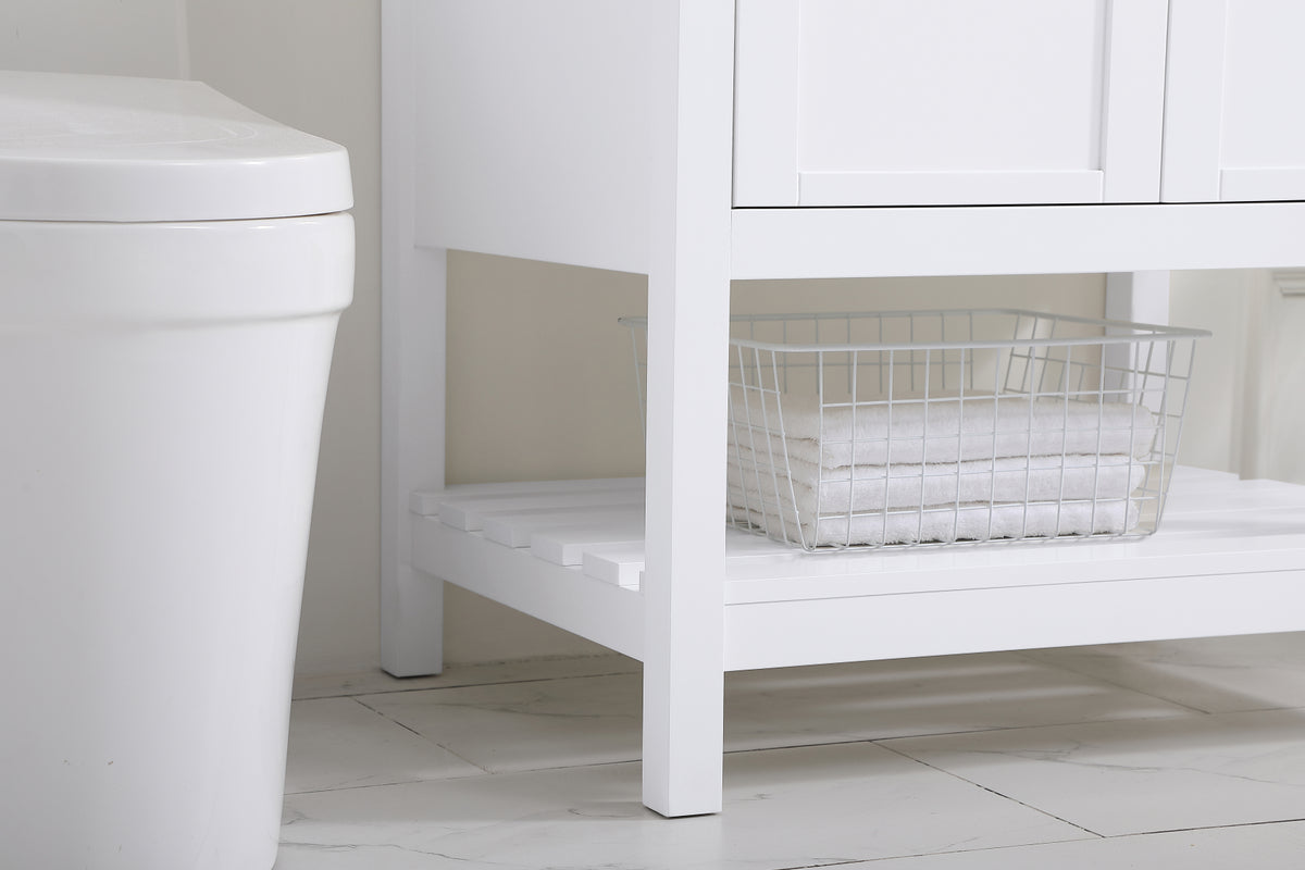 30 inch Single Bathroom Vanity in White with Backsplash