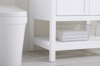 30 inch Single Bathroom Vanity in White with Backsplash