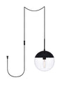 Eclipse 1 Light Black plug in pendant With Clear Glass