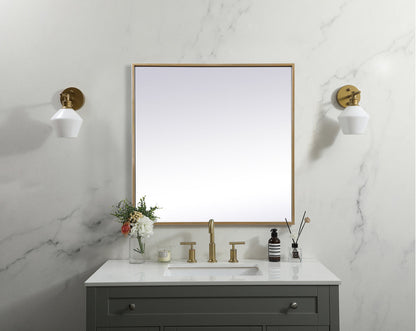 Metal Frame Square Mirror 24 inch in Brass