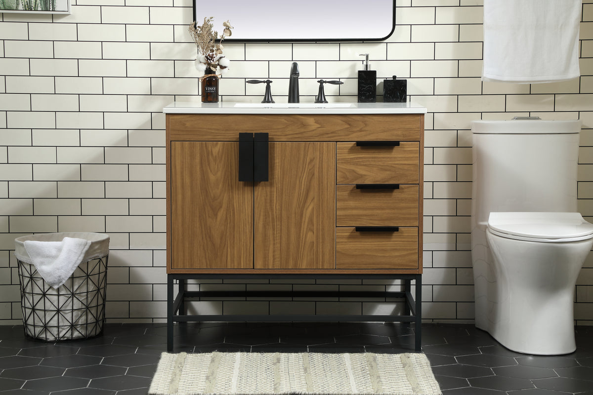 36 inch Single bathroom vanity in walnut brown
