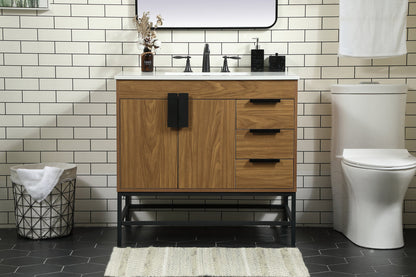 36 inch Single bathroom vanity in walnut brown