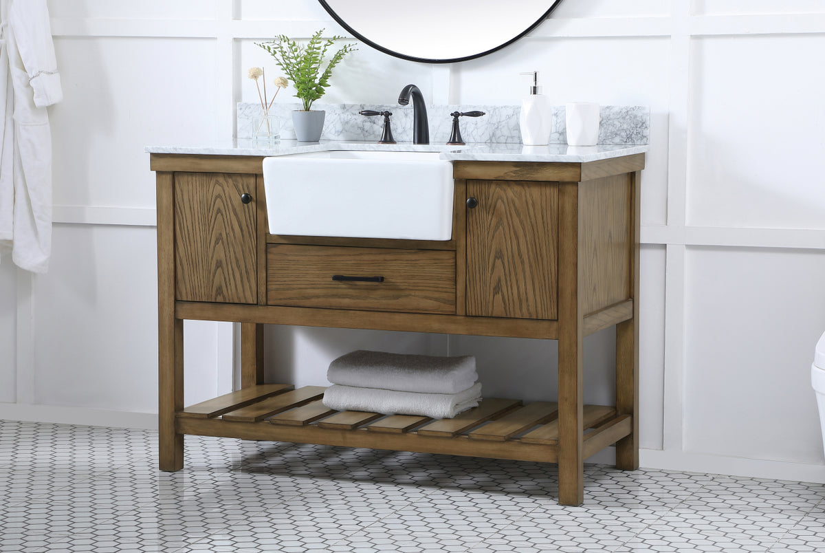 48 inch Single bathroom vanity in driftwood with backsplash