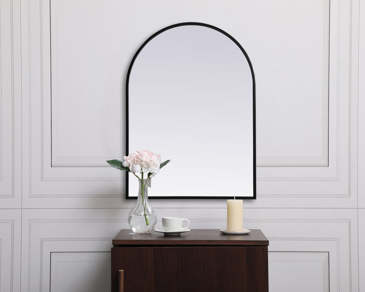 Metal Frame Arch Mirror 22x30 Inch in Black