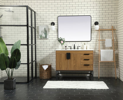 42 inch Single bathroom vanity in walnut brown