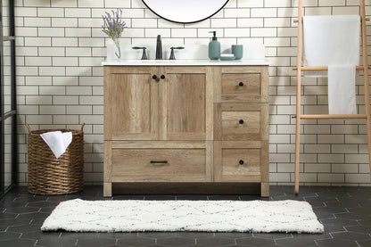 42 inch Single bathroom vanity in natural oak with backsplash