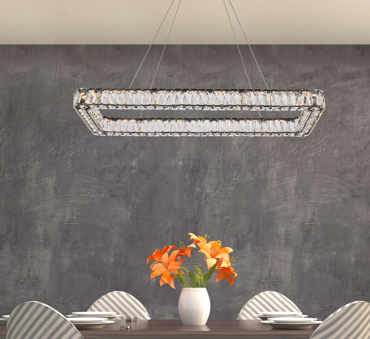 Monroe 42 inch LED Single rectangle pendant in black