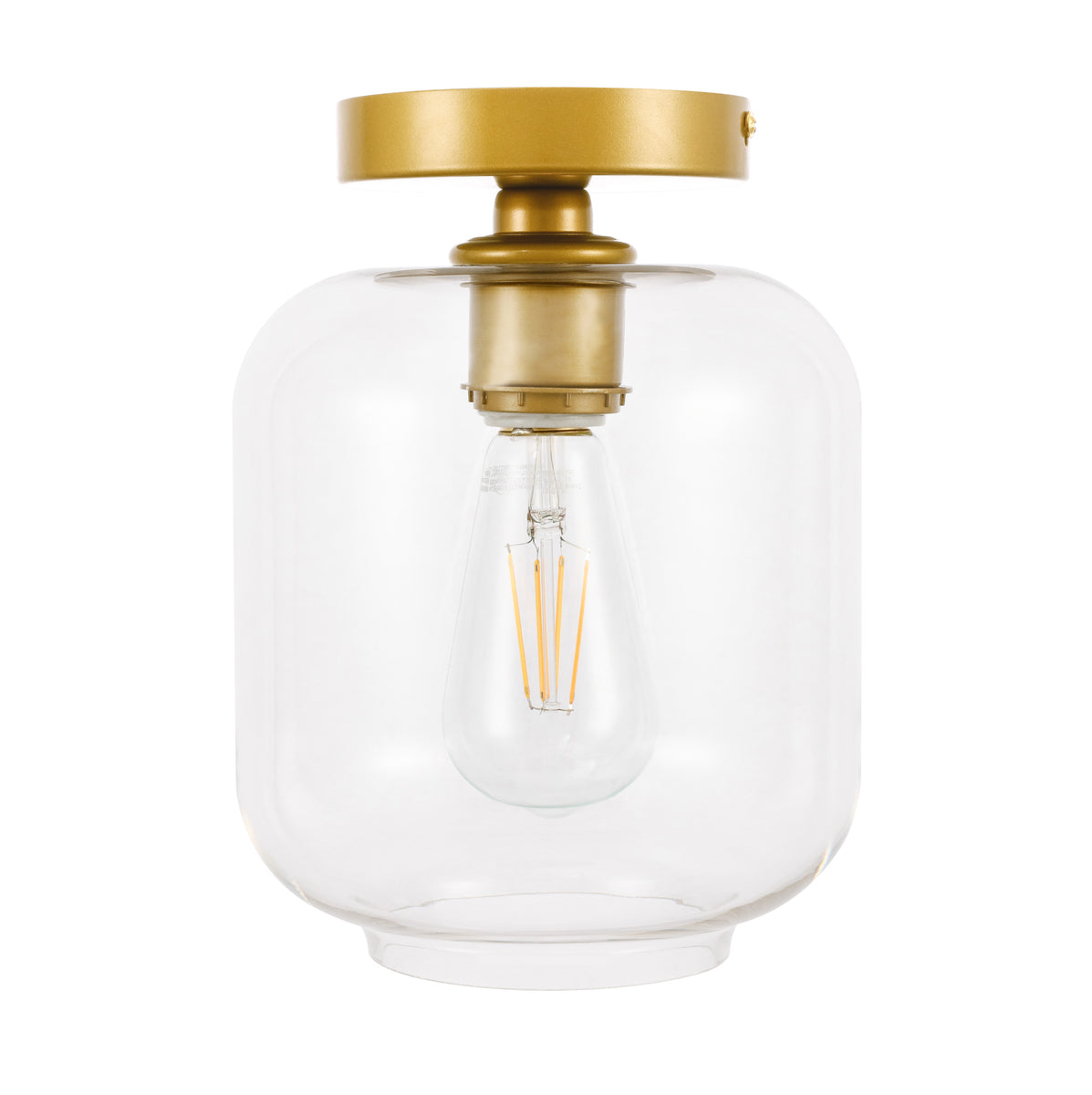 Collier 1 light Brass and Clear glass Flush mount