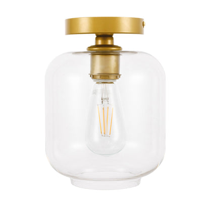 Collier 1 light Brass and Clear glass Flush mount