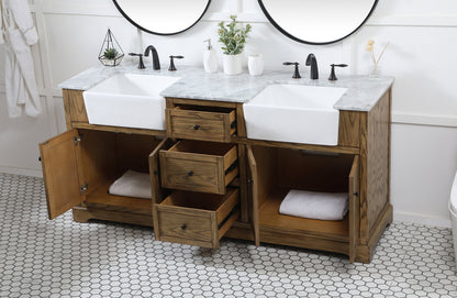 72 inch double bathroom vanity in driftwood