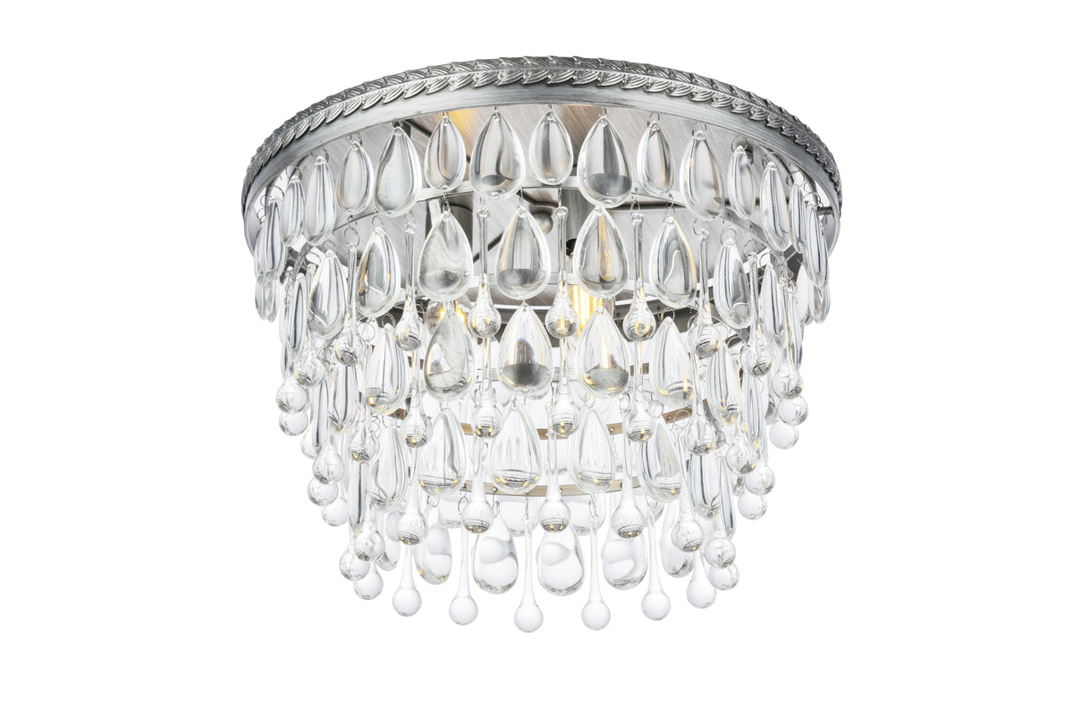 Nordic 3 light antique silver Flush Mount Clear Royal Cut Crystal