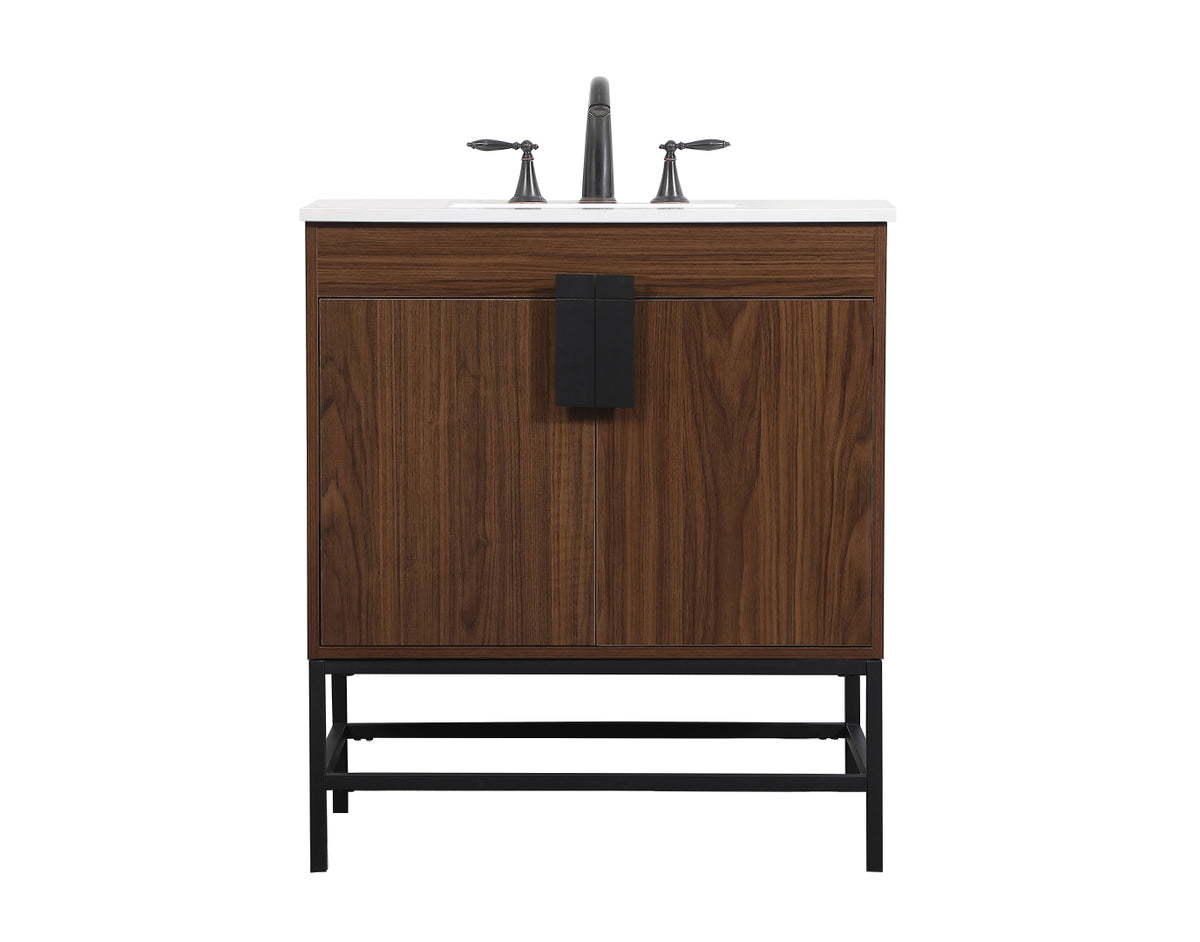 30 inch Single bathroom vanity in walnut