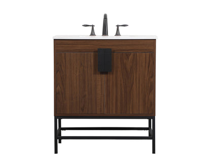 30 inch Single bathroom vanity in walnut