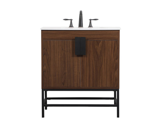 30 inch Single bathroom vanity in walnut