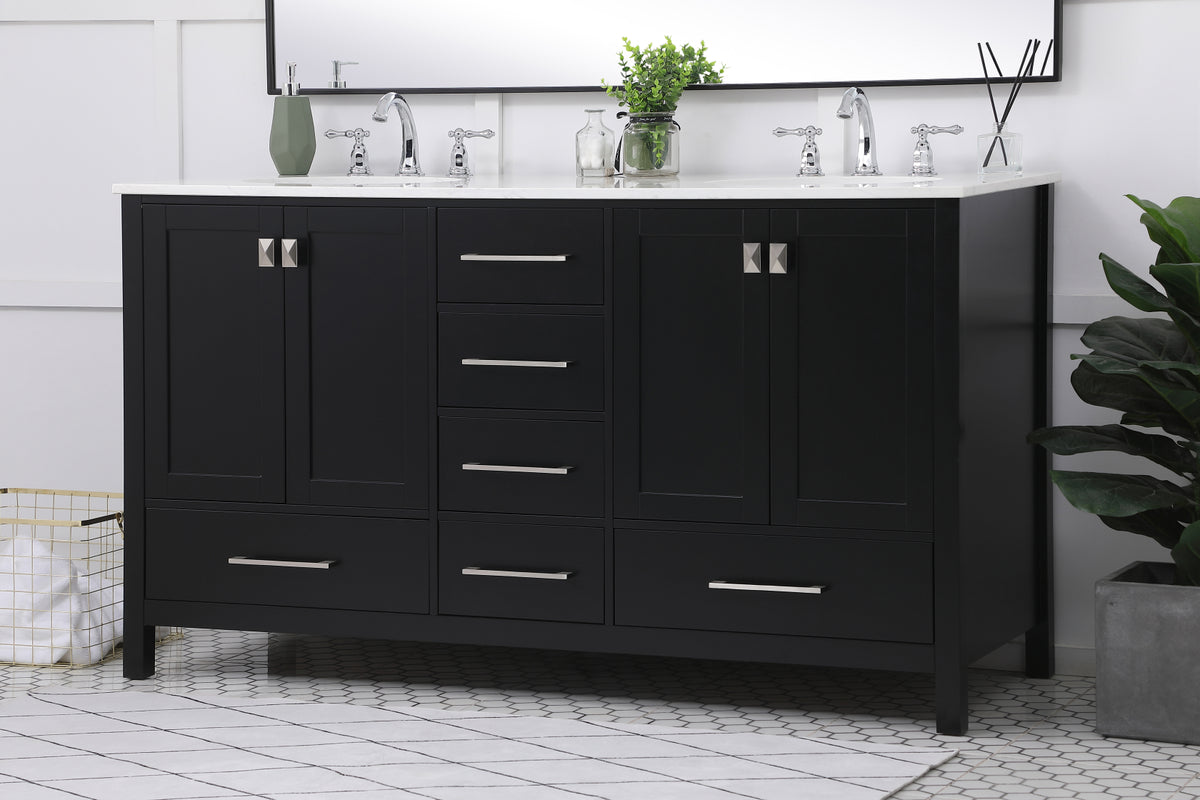 60 inch Double Bathroom Vanity in Black