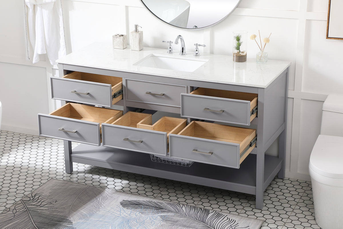 60 inch Single bathroom vanity in gray