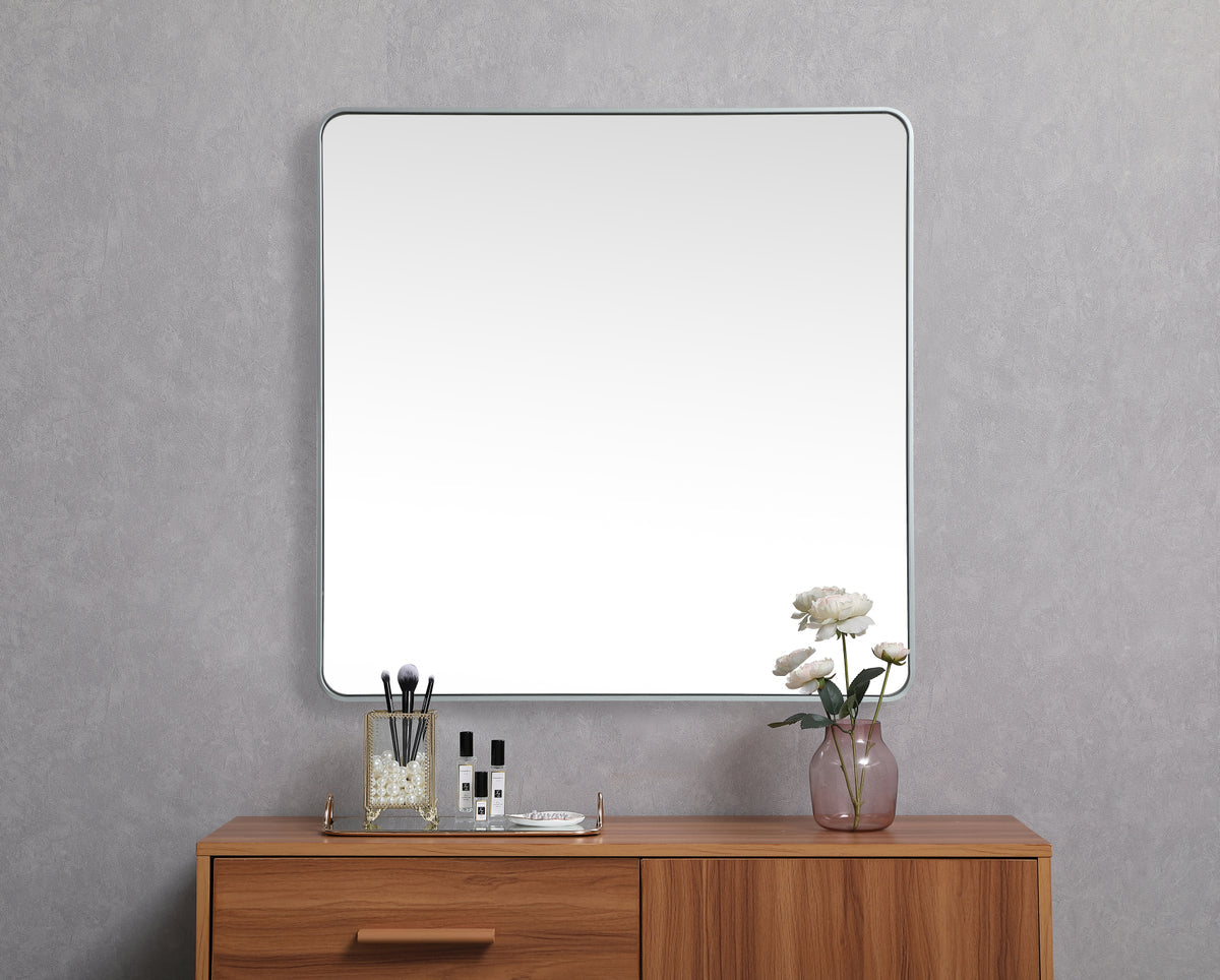 Soft corner metal square mirror 48x48 inch in Silver