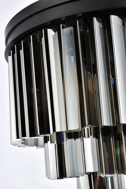 Sydney 9 light Matte Black Flush Mount Silver Shade (Grey) Royal Cut Crystal