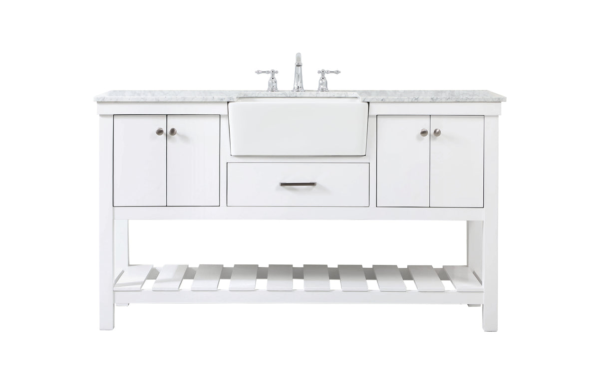 60 inch Single bathroom vanity in white