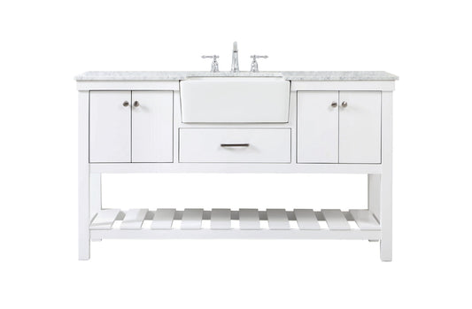60 inch Single bathroom vanity in white