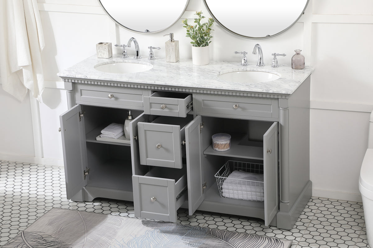 60 inch double bathroom vanity in Grey