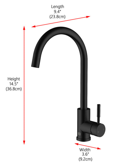 Finn Single Handle Kitchen Faucet in Matte Black