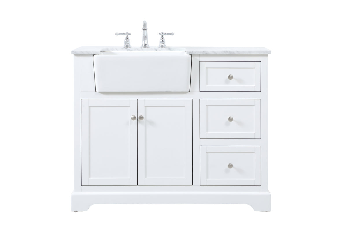 42 inch Single bathroom vanity in white