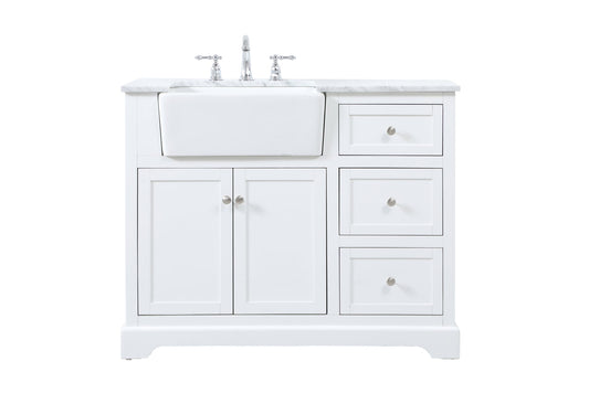 42 inch Single bathroom vanity in white