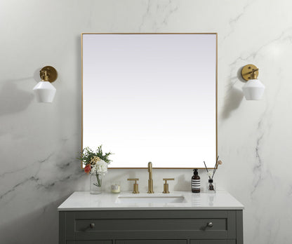 Metal Frame Square Mirror 48 inch in Brass
