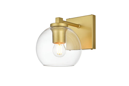 Juelz 1 light Brass and Clear Bath Sconce