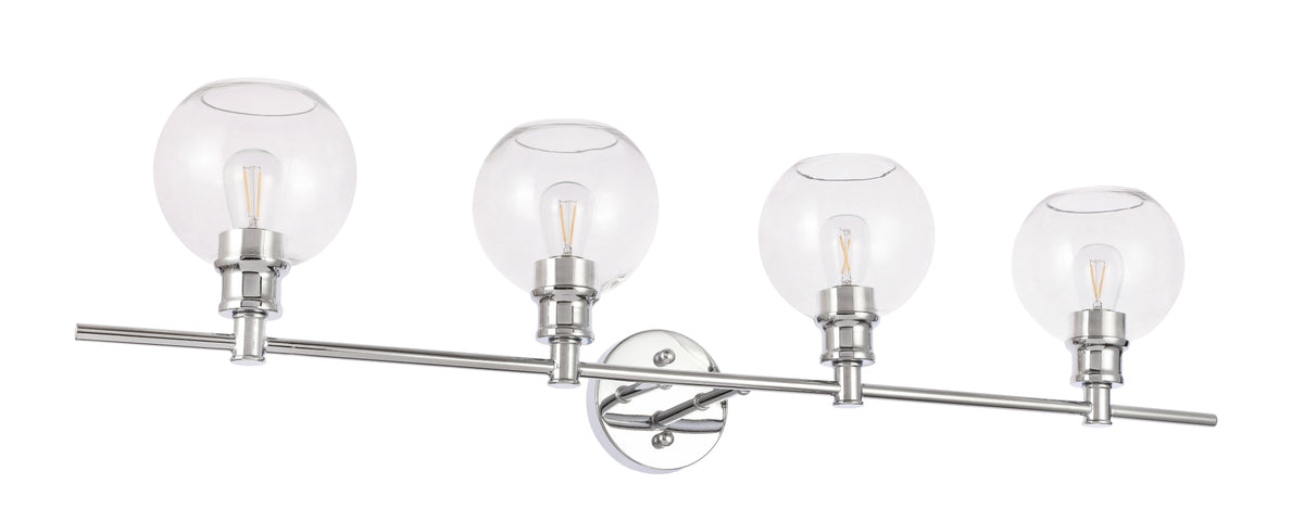 Collier 4 light Chrome and Clear glass Wall sconce