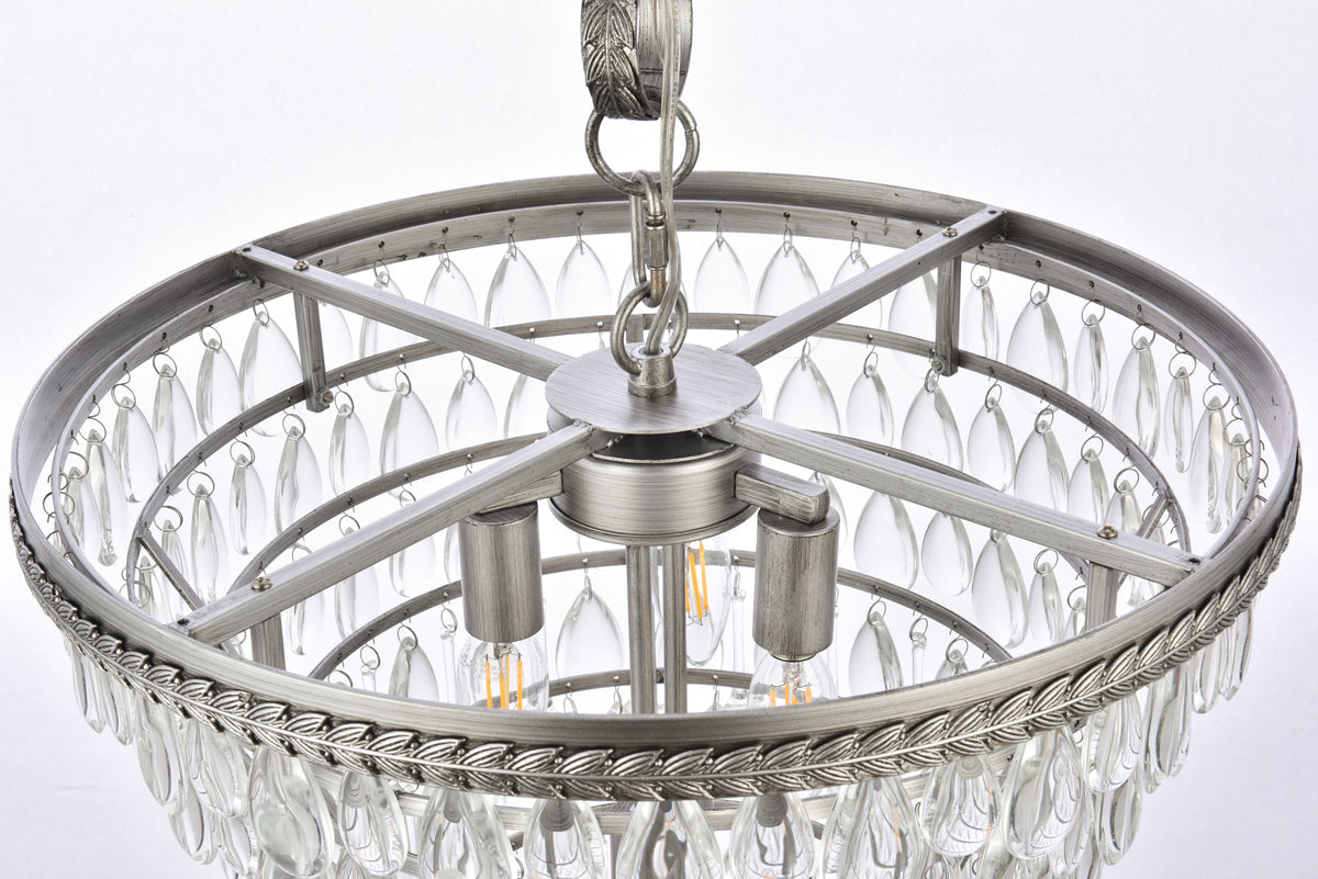 Nordic 5 light antique silver Pendant Clear Royal Cut Crystal