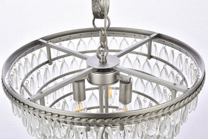 Nordic 5 light antique silver Pendant Clear Royal Cut Crystal