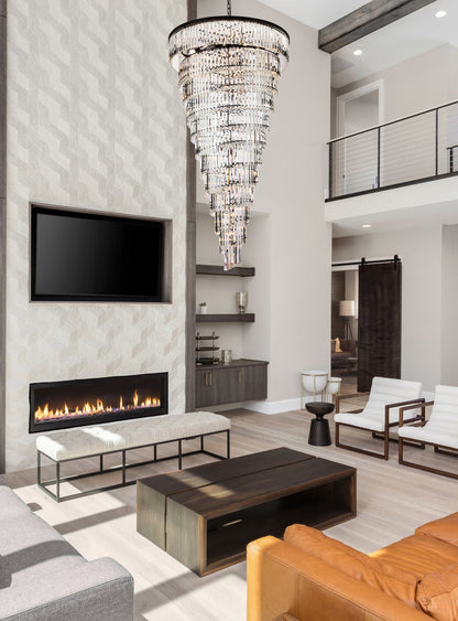 Sydney 48 inch spiral crystal chandelier in matte black