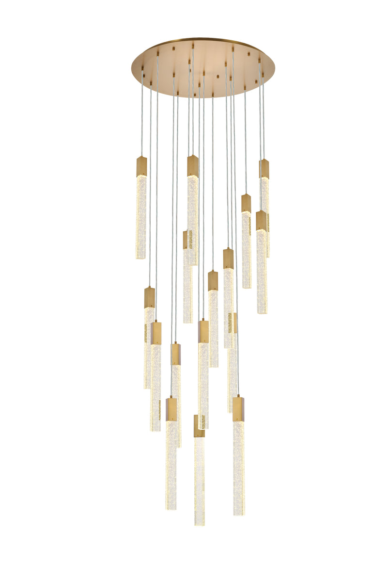 Weston 16 lights pendant in satin gold