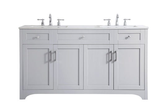 60 inch Double Bathroom Vanity in Grey