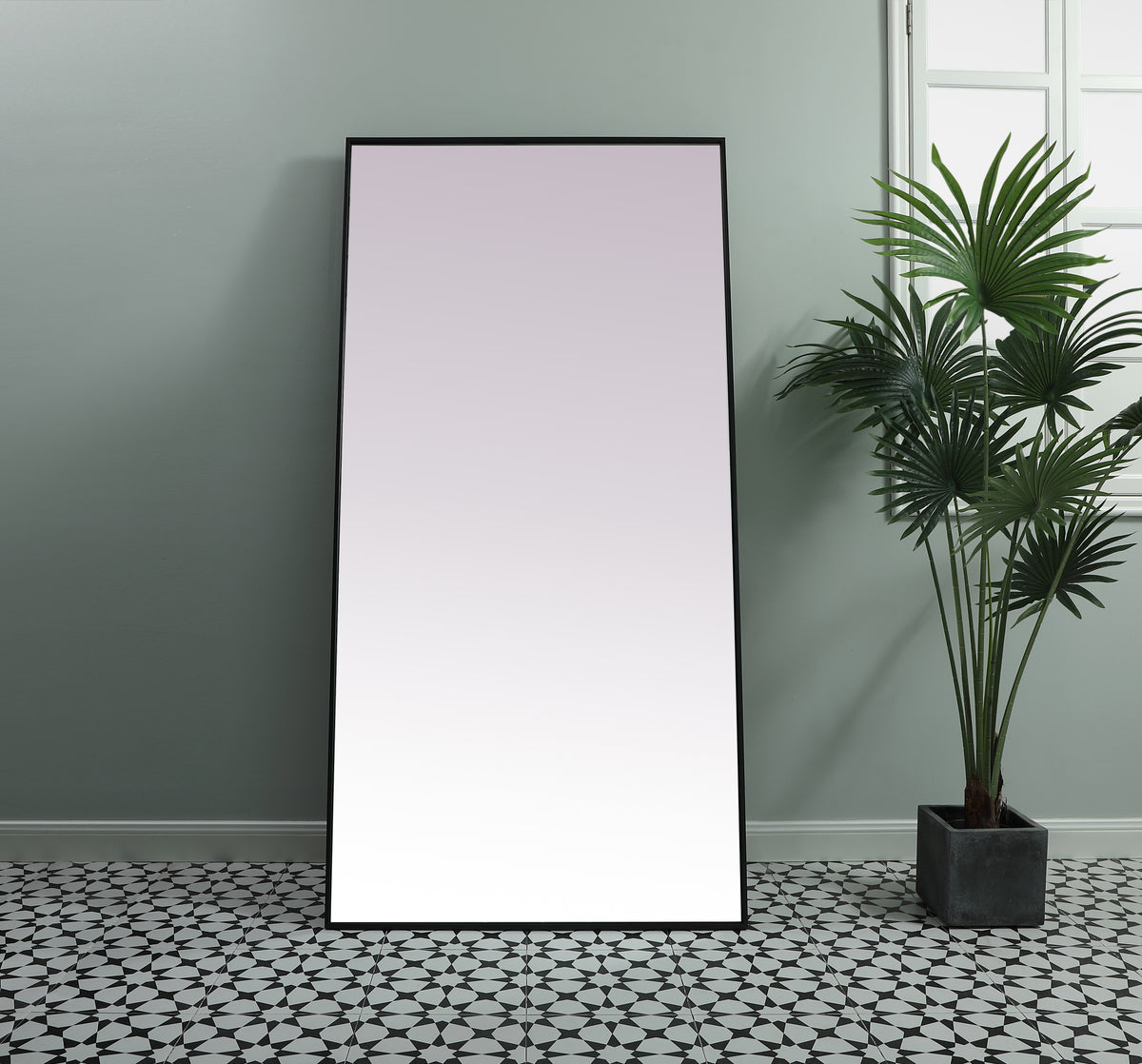 Metal Frame Rectangle Full Length Mirror 36x72 Inch in Black