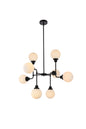 Hanson 8 lights pendant in black with frosted shade