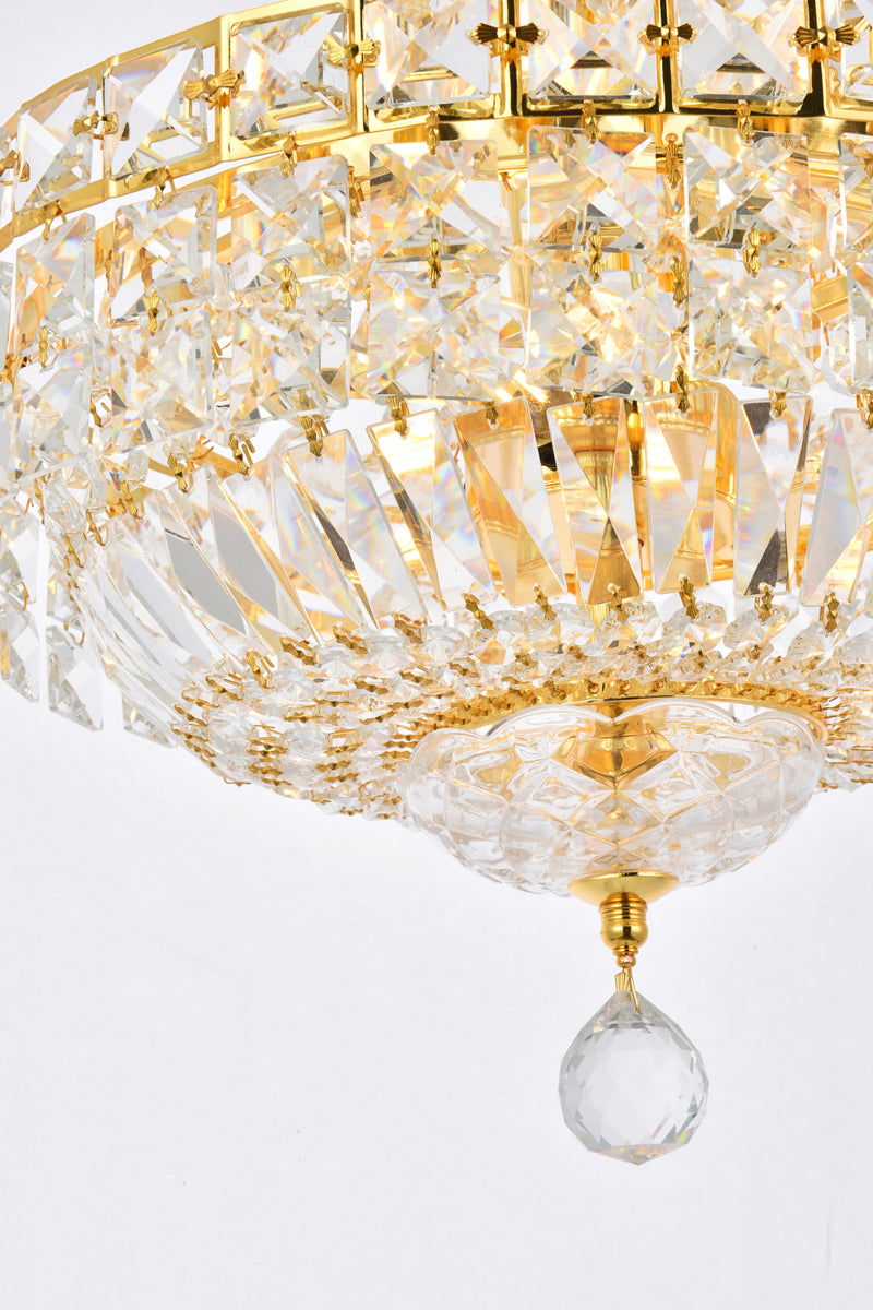 Tranquil 6 light Gold Pendant Clear Royal Cut Crystal