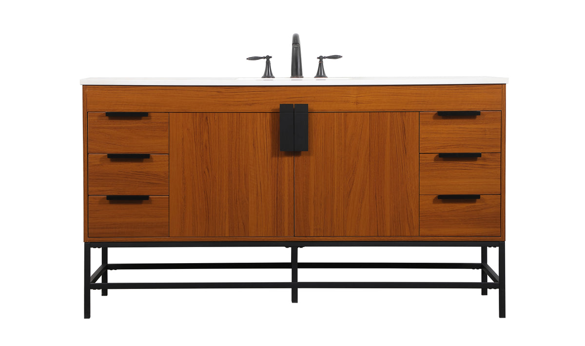 60 inch Single bathroom vanity in teak