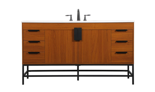 60 inch Single bathroom vanity in teak