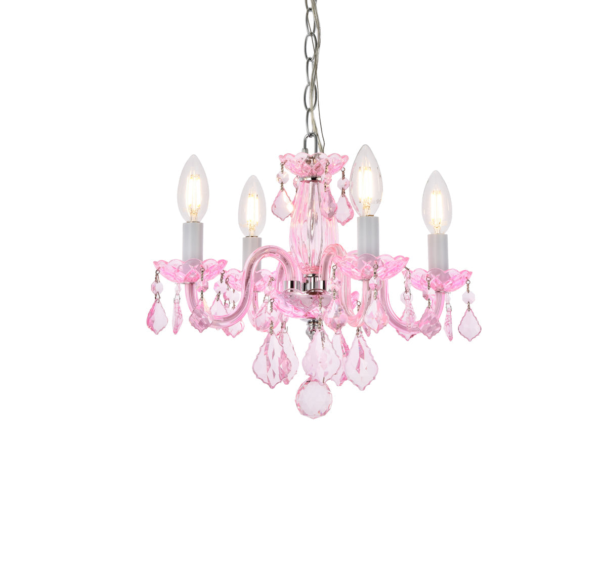Rococo 4 light Pink Pendant Rosaline (Pink) Royal Cut Crystal