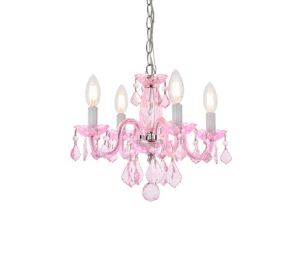 Rococo 4 light Pink Pendant Rosaline (Pink) Royal Cut Crystal