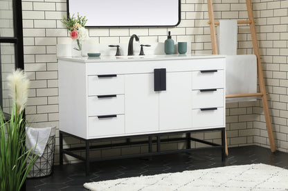 48 inch Single bathroom vanity in white with backsplash