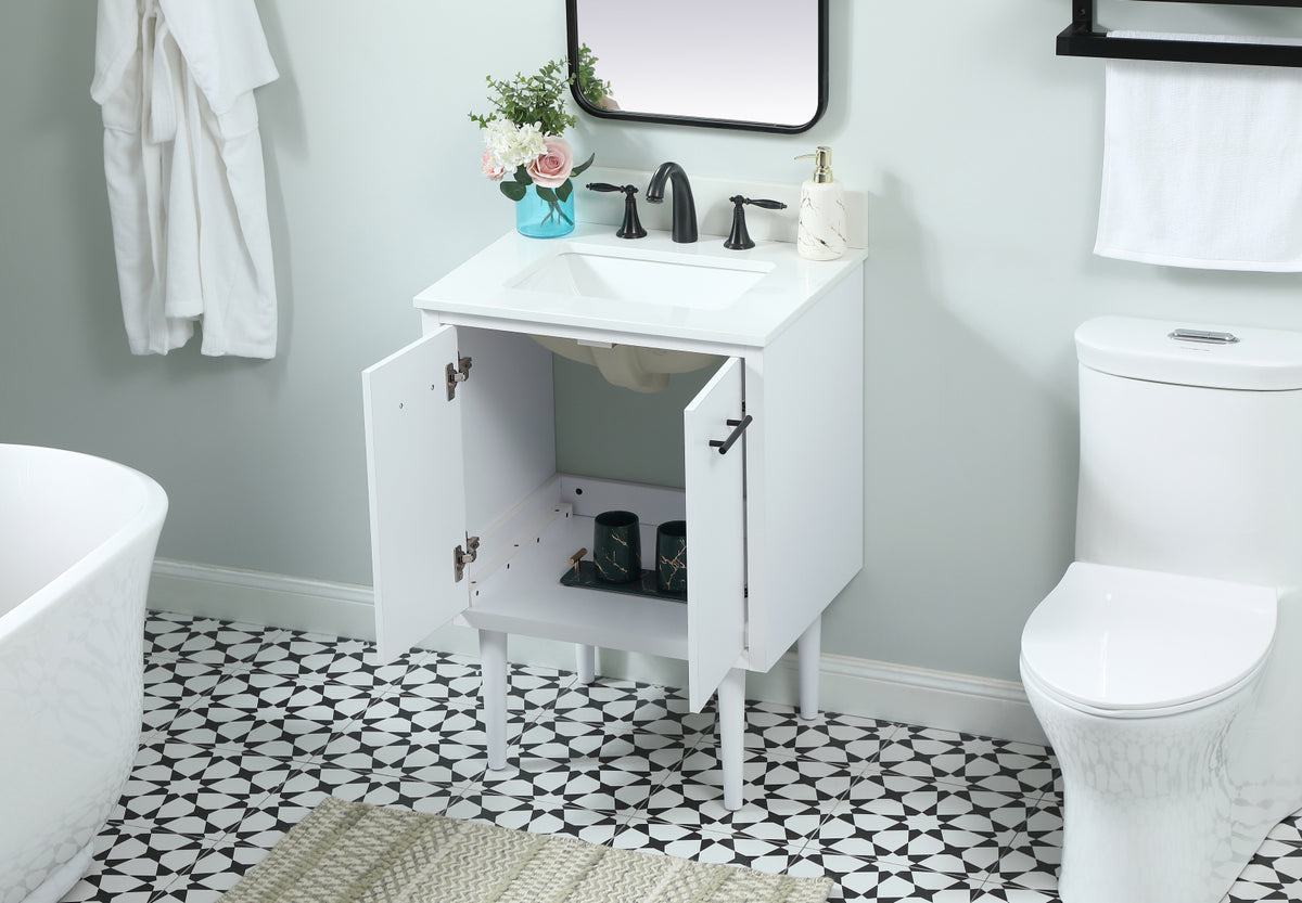 24 inch Single bathroom vanity in white with backsplash