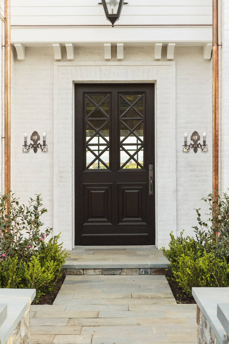 Monarch 2 light Pewter Wall Sconce Golden Teak (Smoky) Royal Cut Crystal