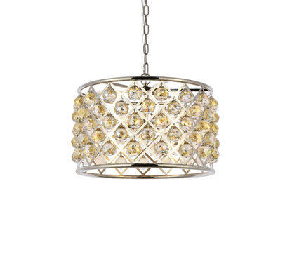 Madison 6 light polished nickel Pendant Golden Teak (Smoky) Royal Cut Crystal